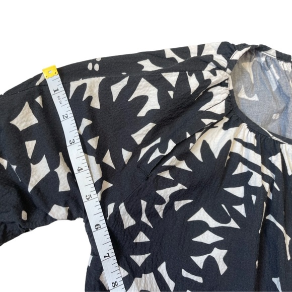 Everlane Black White Floral Seersucker Dress 3/4 Sleeve Pockets XXS - Picture 13 of 15